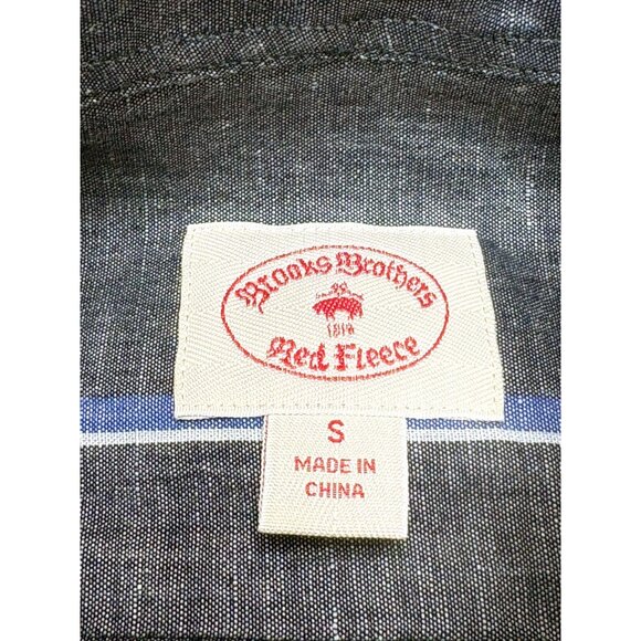 Brooks Brothers Red Fleece Linen/Cotton Stripe Short Sleeve Pullover - Picture 2 of 8